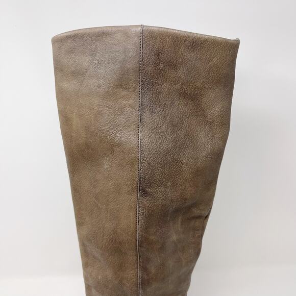 Kate Spade Size 6 Gray Leather Block Heeled Tall Boots Almond Toe Side Zipper - Picture 15 of 15